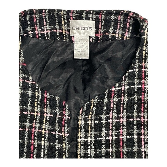 Chico's Jackets & Blazers - Chico's Tweed Fringe Blazer, Black Lining, with Two Front Pockets